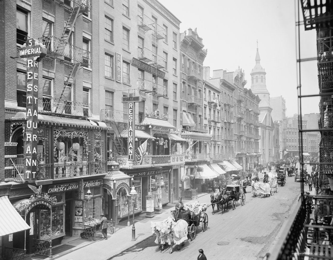 Mott Street, Chinatown, Nova York, c.1905 (foto p/b) de Detroit Publishing Co.