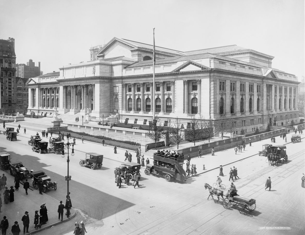 Prédio da Biblioteca Pública, Nova York, EUA, c.1915 de Detroit Publishing Co.