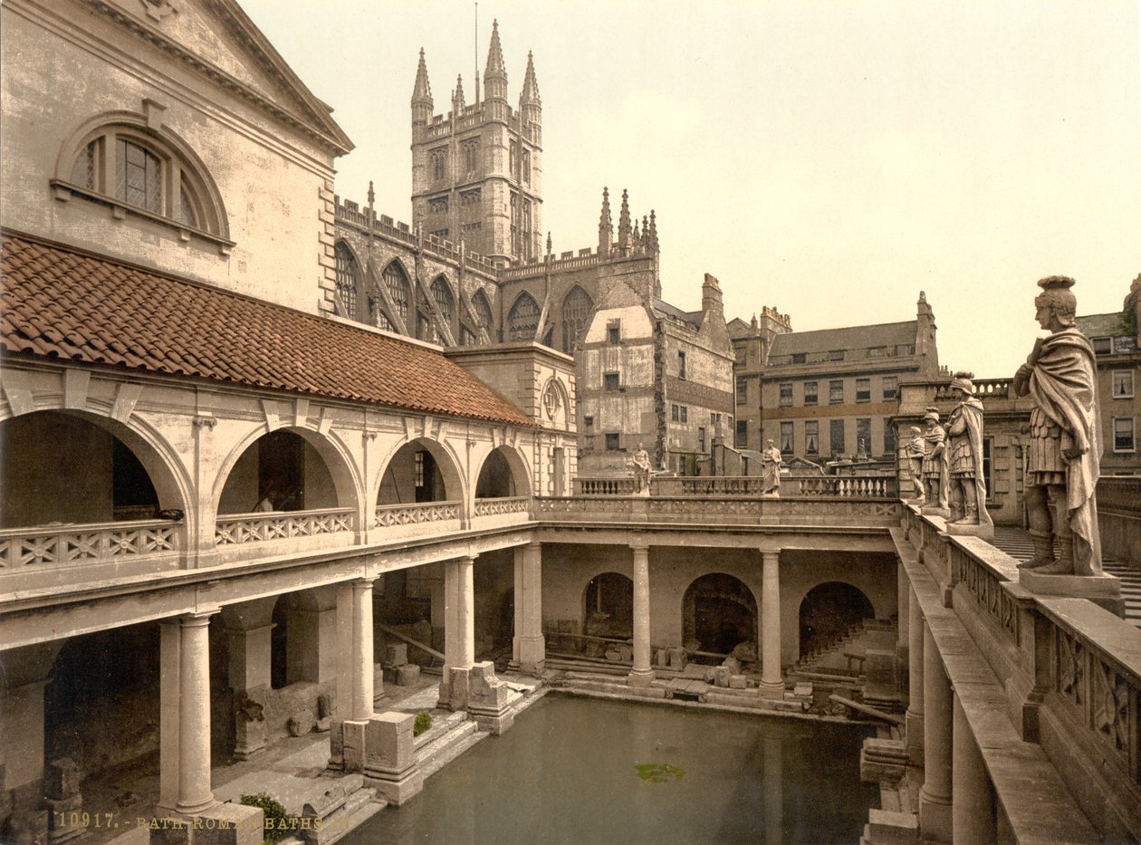 Banhos Romanos e Abadia, Bath, c.1890-1900 (impressão fotocrómica) de Detroit Publishing Co.