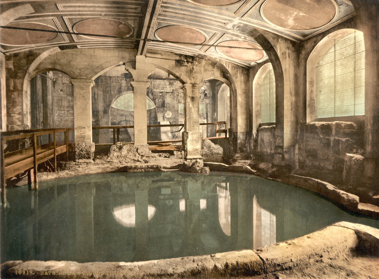 Banhos romanos e abadia, Circular Bath, Bath, c.1890-1900 (impressão fotocrómica) de Detroit Publishing Co.