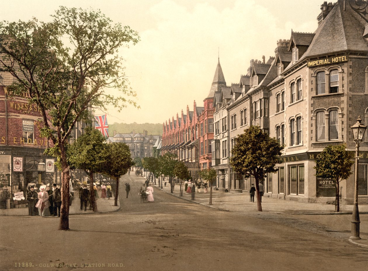 Station Road, Colwyn Bay, País de Gales, c.1890-1900 (impressão fotocrómica) de Detroit Publishing Co.