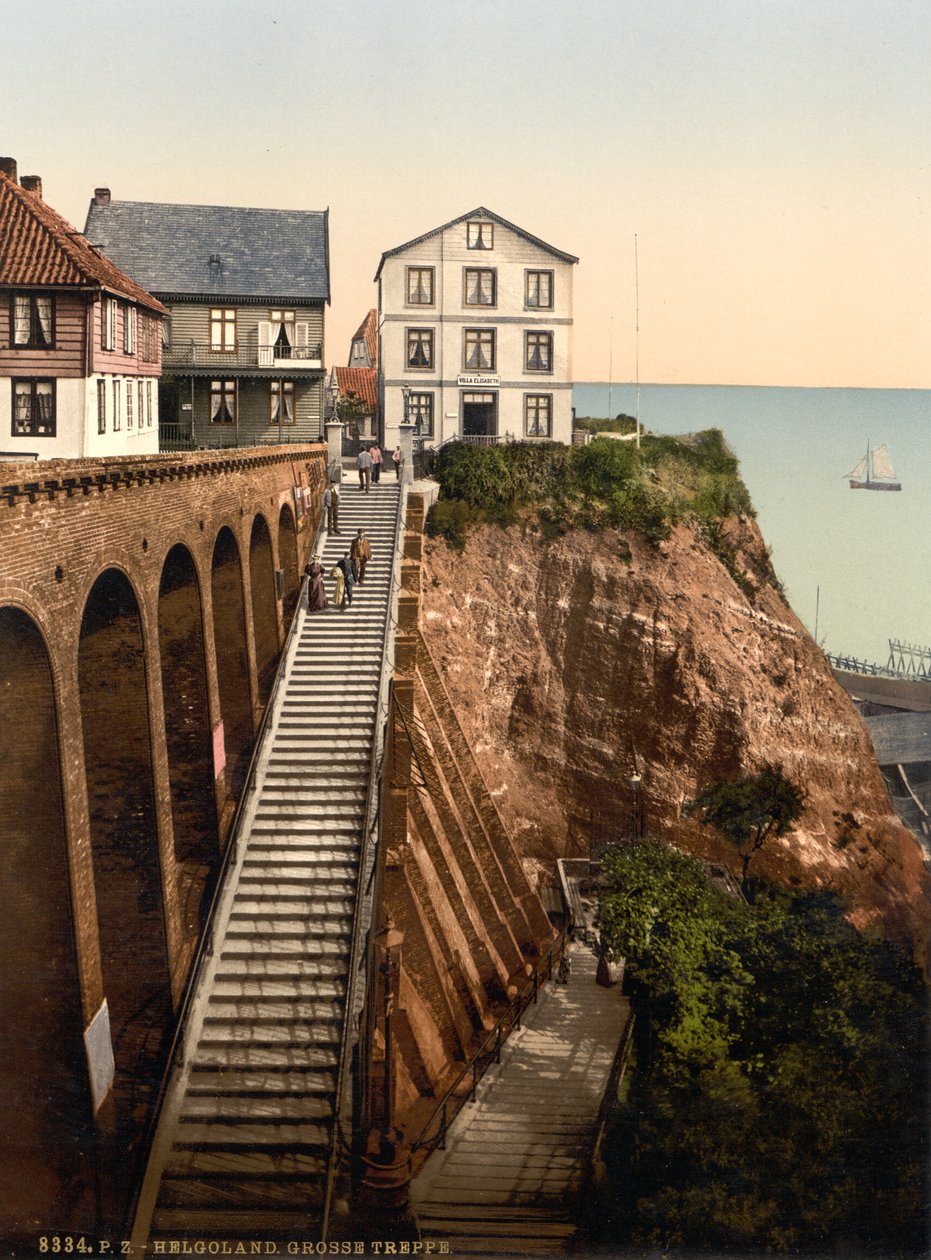 The Grand Staircase, Helgoland, Alemanha, Impressão fotocromática, c.1900 de Detroit Publishing Co.