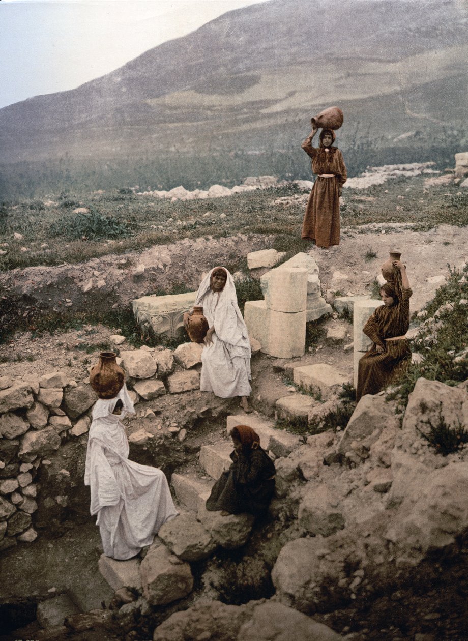 O Poço dos Samaritanos em Nablus, c. 1900 (impressão fotomecânica) de Detroit Publishing Co.