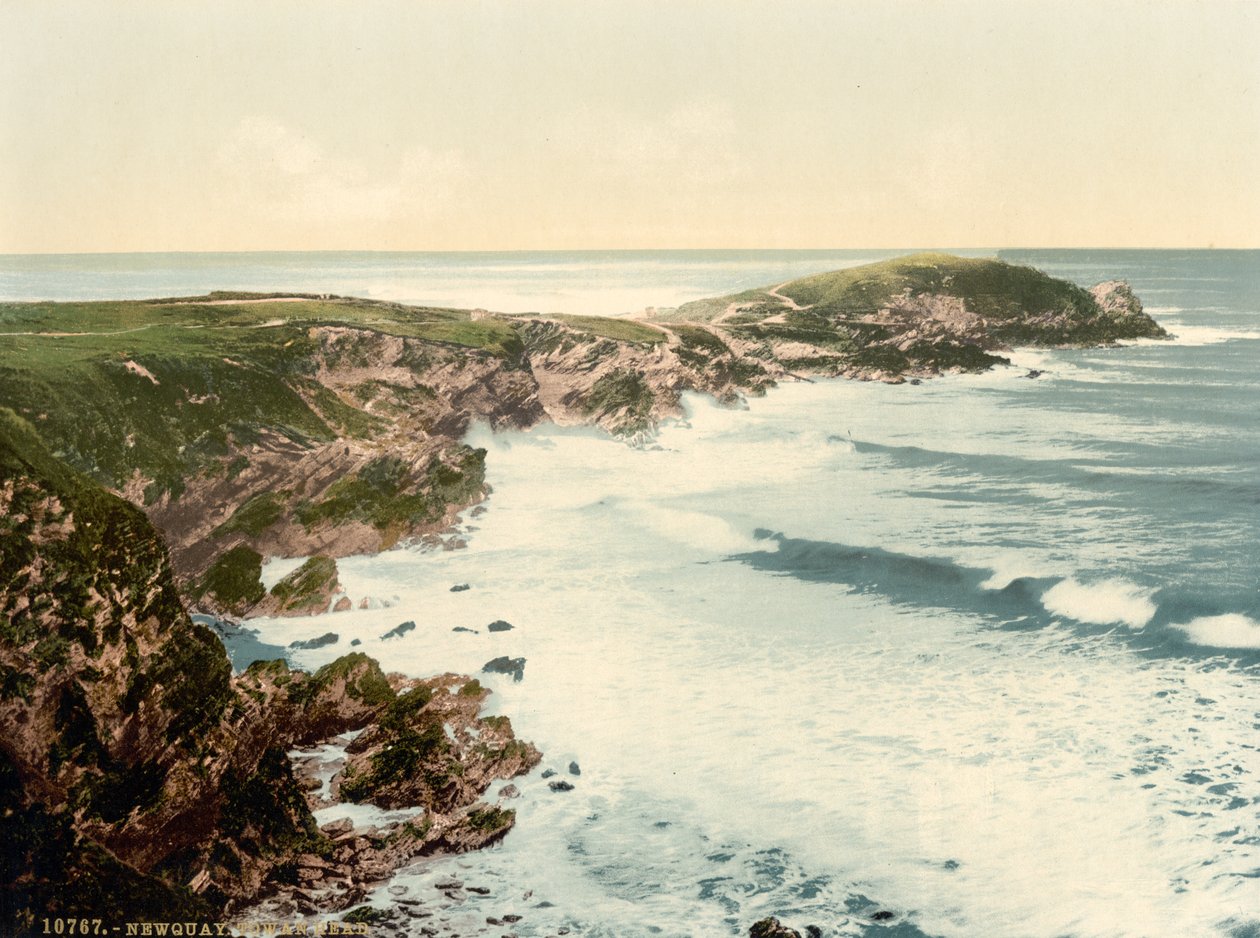 Towan Head, Newquay, Cornualha, Inglaterra, Impressão fotocromática, c.1900 de Detroit Publishing Co.
