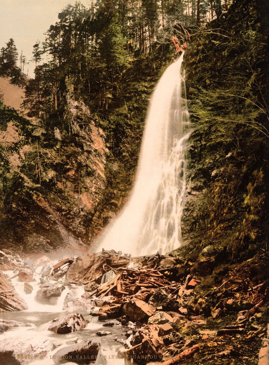 Vale de Lys e Cascata de Cocur, Luchon, Pirinéus, França, c.1890-1900 (impressão fotocrómica) de Detroit Publishing Co.