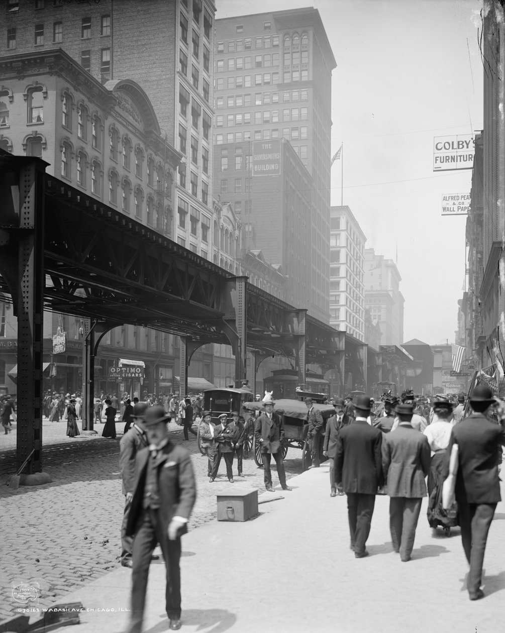 Wabash Avenue, Chicago, c.1907 (foto p - b) de Detroit Publishing Co.