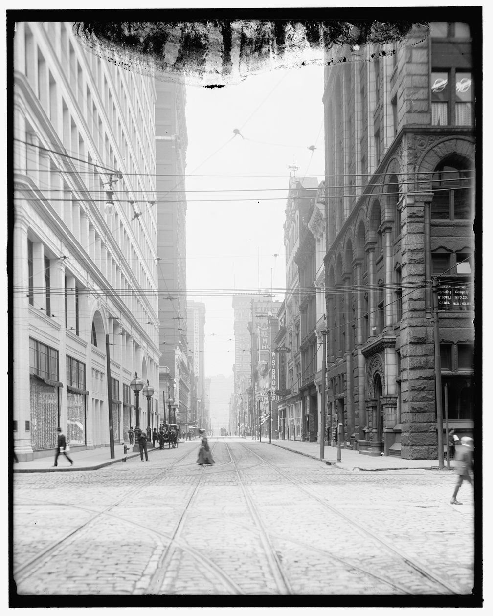 Wood Street, Pittsburgh, pai. de Detroit Publishing Co.