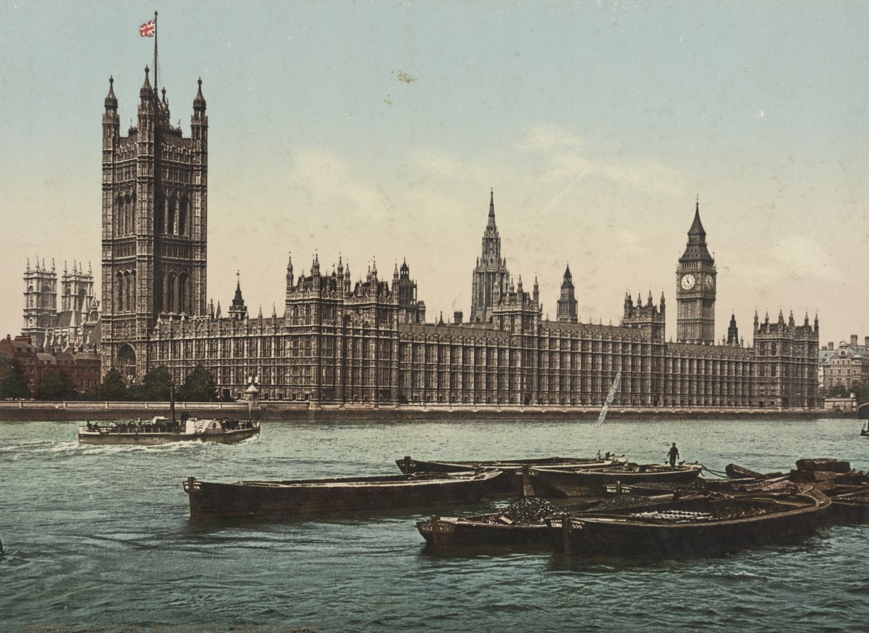 Casas do parlamento do rio, Londres, c.1890-1900 (photochrom) de Detroit Publishing Co.