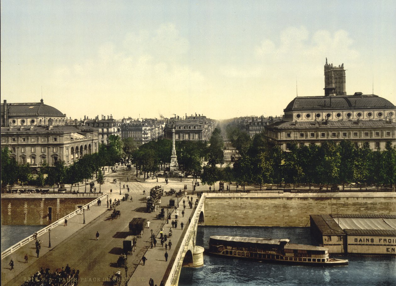 Place du Châtelet, Paris, c.1890-1900 (photochrom) de Detroit Publishing Co.