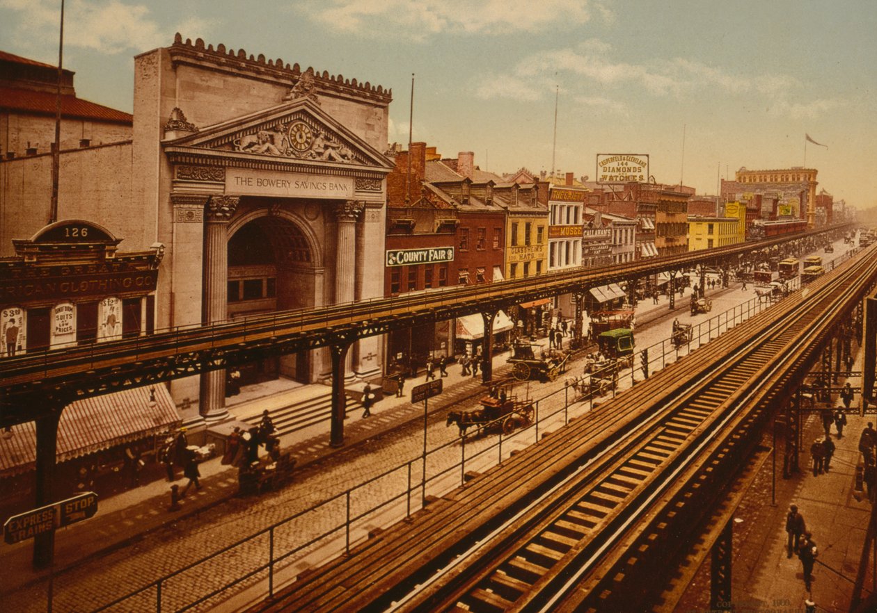 O Bowery, cidade de Nova York, c.1900 (photochrom) de Detroit Publishing Co.