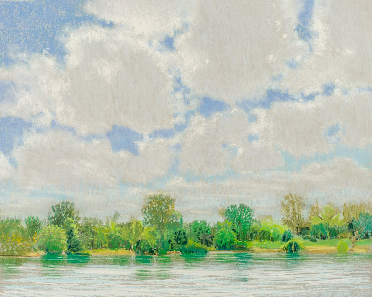 American River View, 2017 (pastel sobre papel) de Diana Jahns