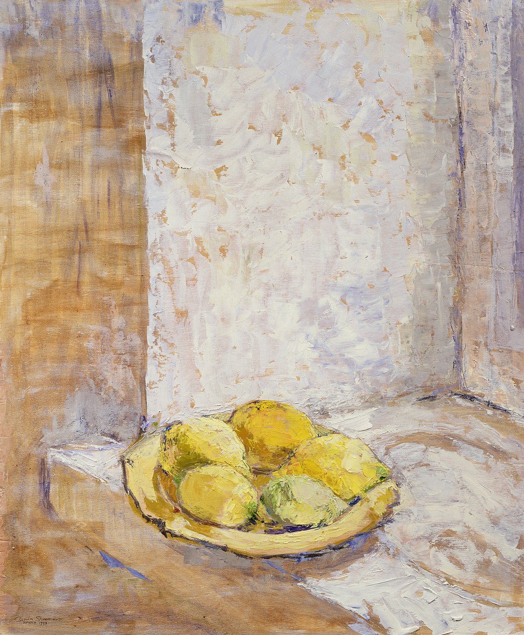 Limões no peitoril da janela, 1993 (placa) de Diana Schofield