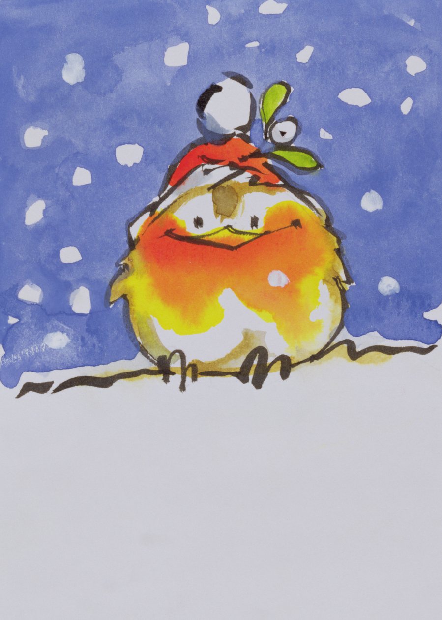 Robin de Natal (wc e tinta no papel) de Diane Matthes