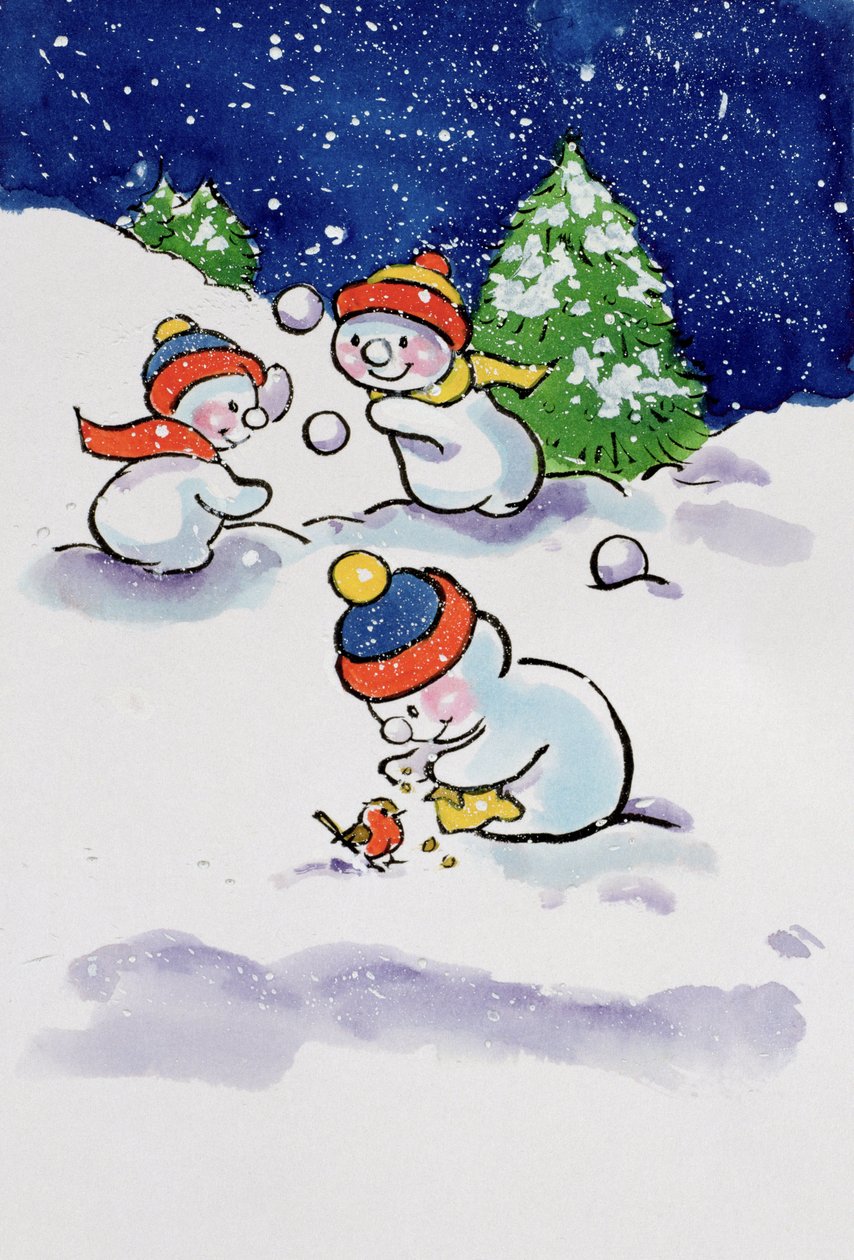 Little Snowmen Snowballing, 1996 (wc) de Diane Matthes