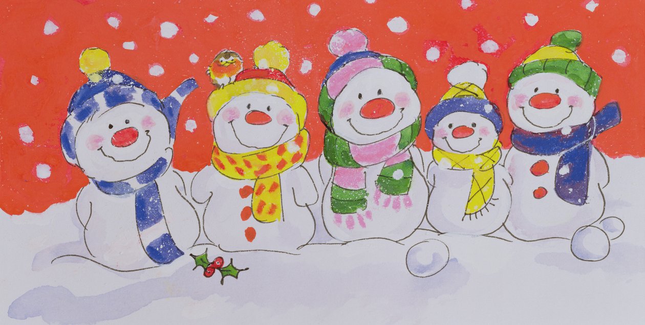 Família de Neve (wc e tinta no papel) de Diane Matthes
