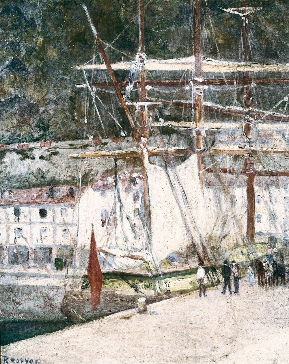 “" Vista do porto de San Sebastián (San Sebastián, San Sebastián) na Espanha "" Pintura de Dario de Regoyos (1875-1913) San Sebastián. Museu Municipal de San Telmo de Diario or Dario de Regoyos y Valdes