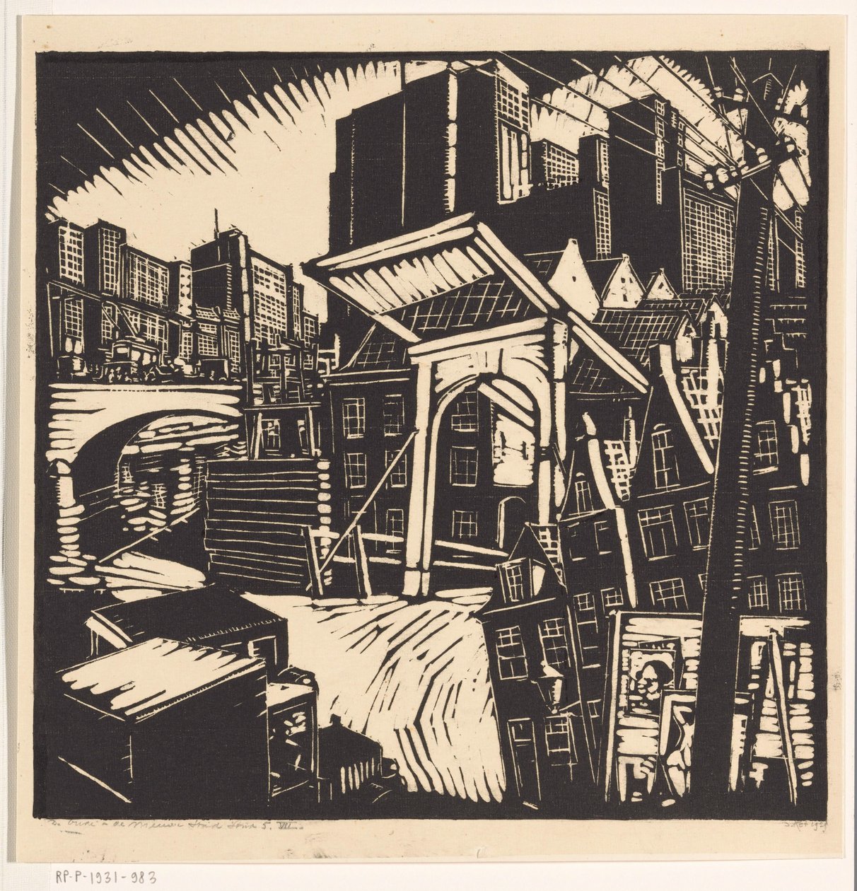 A velha e a nova cidade (título original no objeto) de Dick Ket (signed by artist)