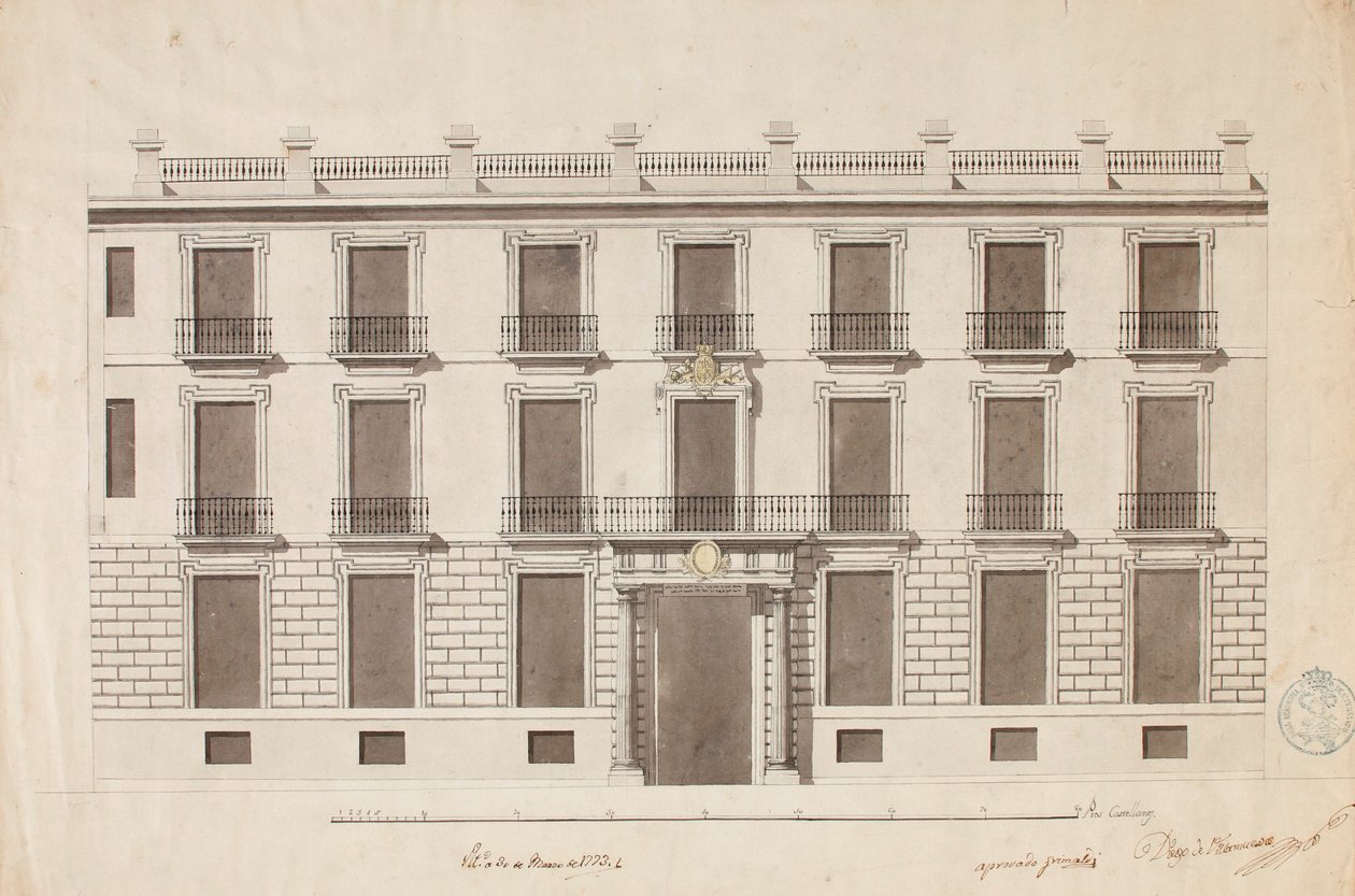 Fachada da Real Academia de Belas Artes de San Fernando. de Diego de Villanueva