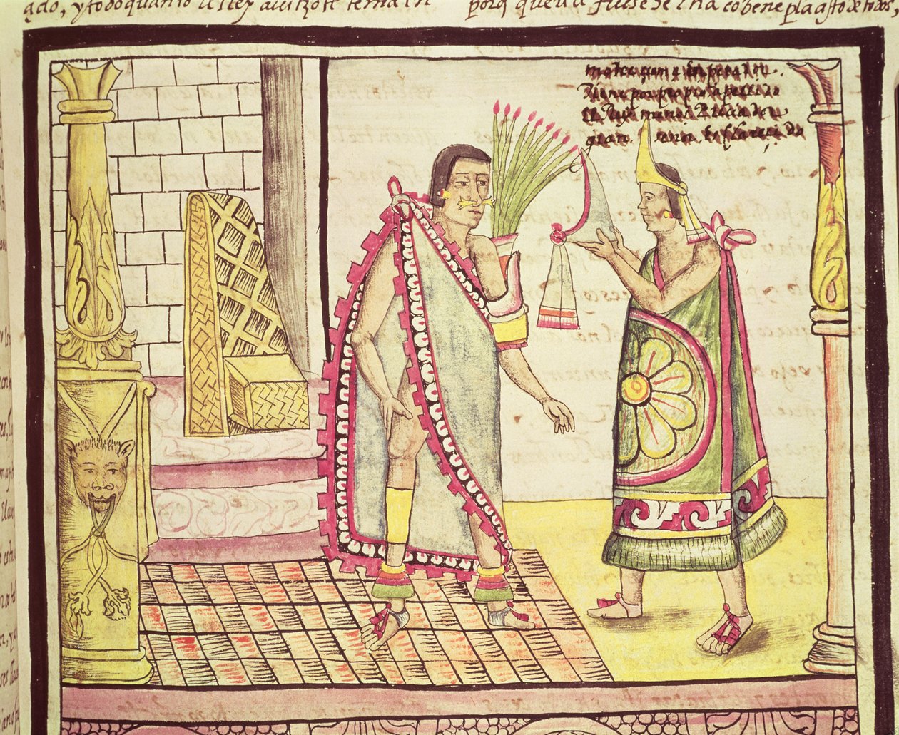 Fol.152v A coroação de Montezuma II (1466-1520) o último imperador mexicano em 1502, 1579 de Diego Duran