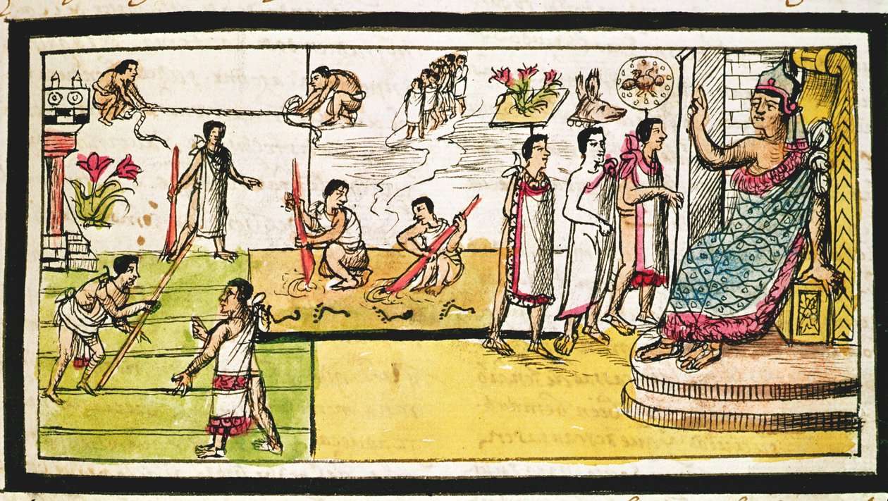 Fol.40r Construção de Tenochtitlan, 1579 de Diego Duran