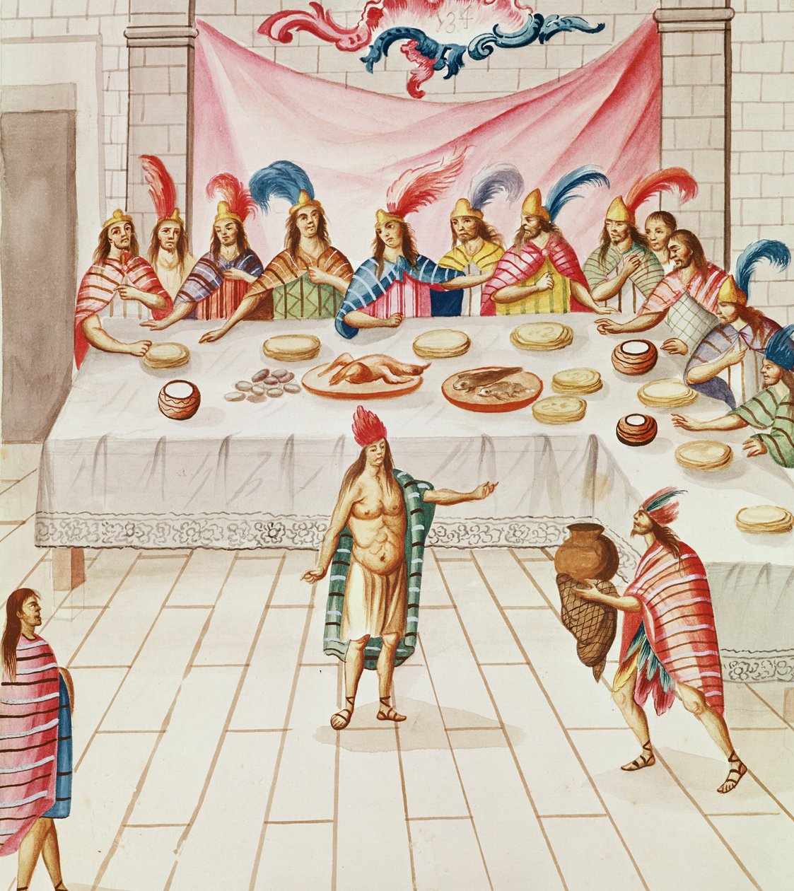 Tome 3 fol.134, um banquete, do &39;Teatro de la Nueva Espana&39;, final do século 18 de Diego Garcia Panes y Avellan
