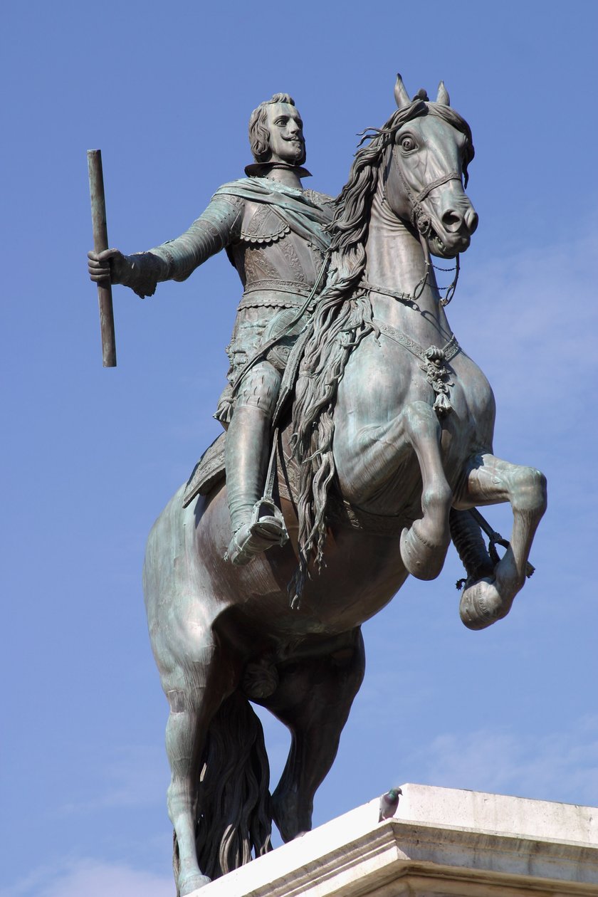 Estátua equestre de Filipe IV (1605-65) Rei da Espanha, fundido em bronze por Tacca (bronze) (ver também 53906 e 79531) de Diego Velázquez