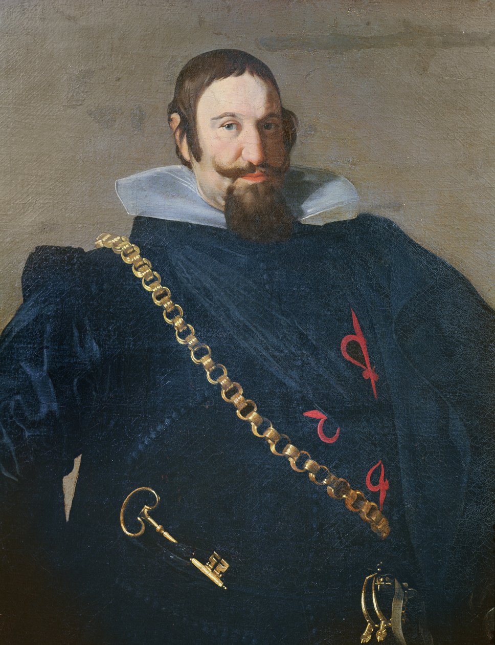 O Duque de Olivares detalhe da parte superior do corpo, 1624 óleo sobre tela de Diego Velázquez