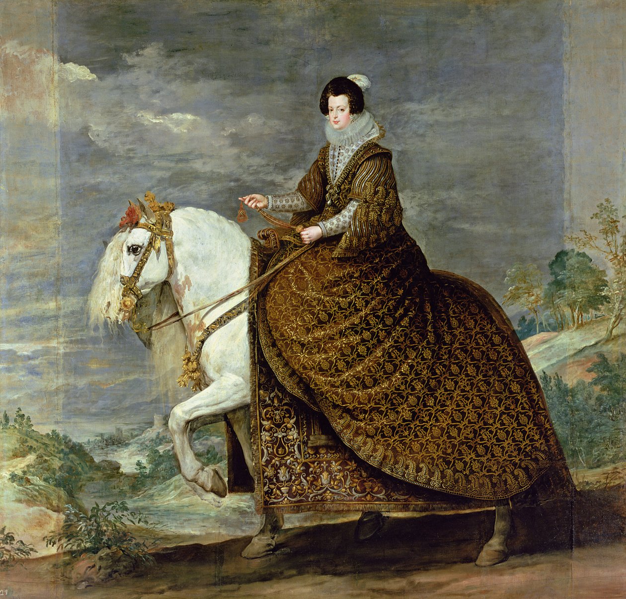 Retrato equestre de Elisabeth de France, esposa de Filipe IV de Espanha de Diego Velázquez