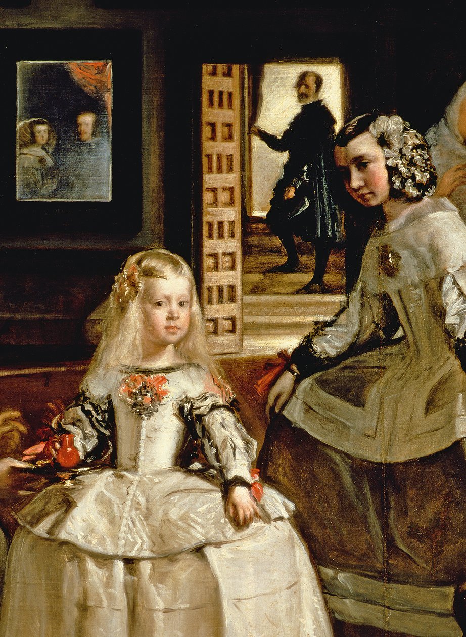 Las Meninas, detalhe da Infanta Margarita e sua empregada, 1656 (detalhe de 405) de Diego Velázquez