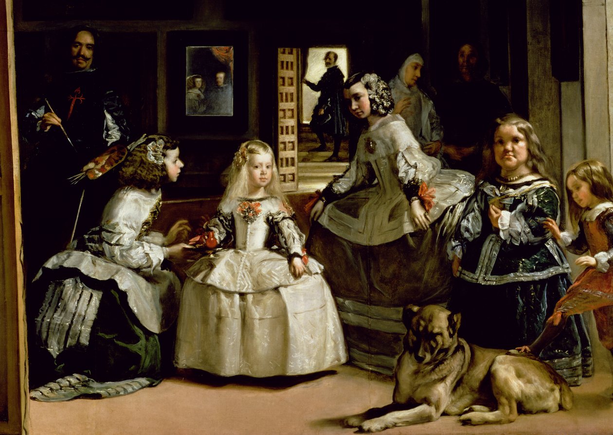 Las Meninas, detalhe da metade inferior representando a família de Filipe IV (1605-65) de Espanha, 1656 (detalhe de 405) de Diego Velázquez