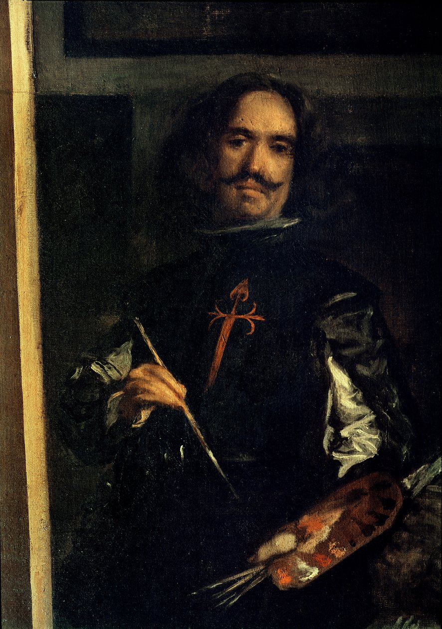 Las Meninas ou A Família de Filipe IV, detalhe do artista em seu cavalete, c.1656 (ver 405) de Diego Velázquez