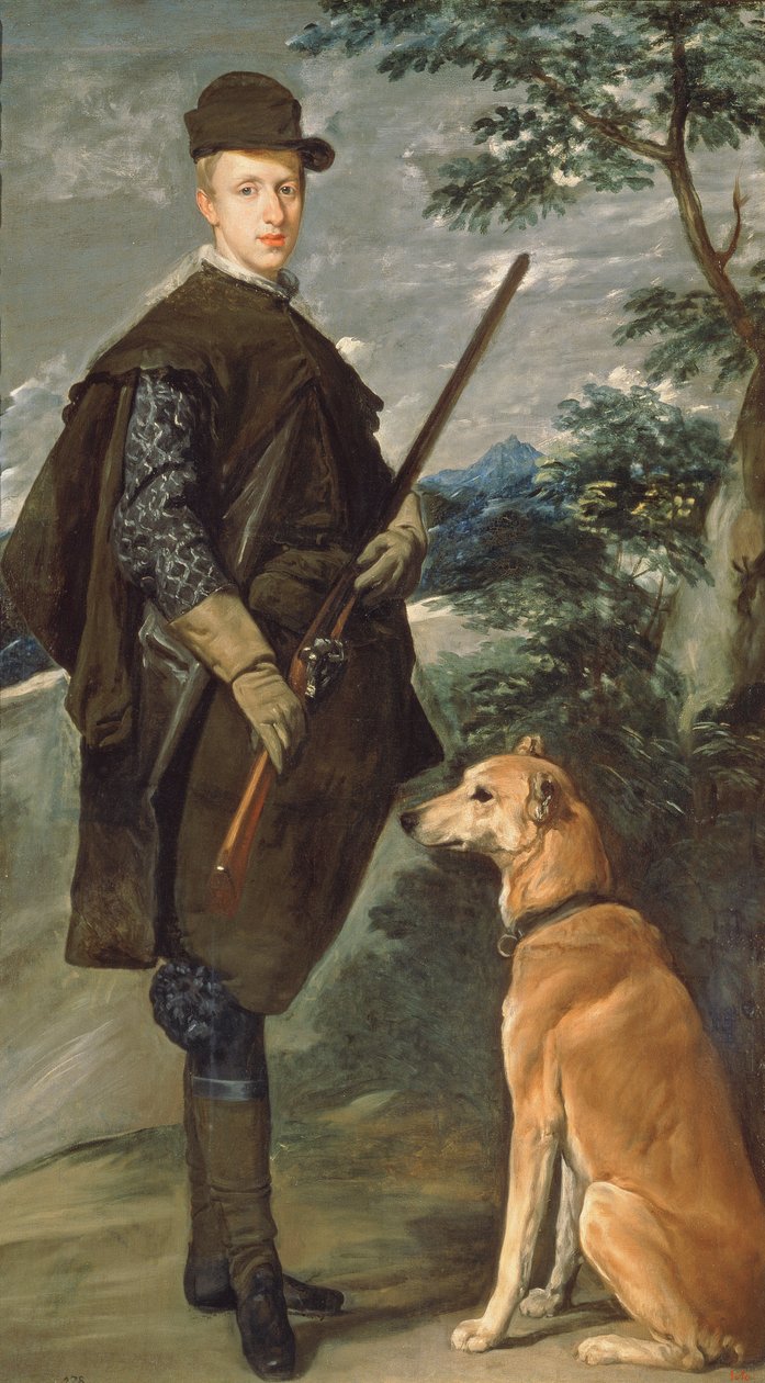 Retrato do Cardeal Infante Ferdinand (1609-41) da Áustria com Arma e Cão, 1632 de Diego Velázquez
