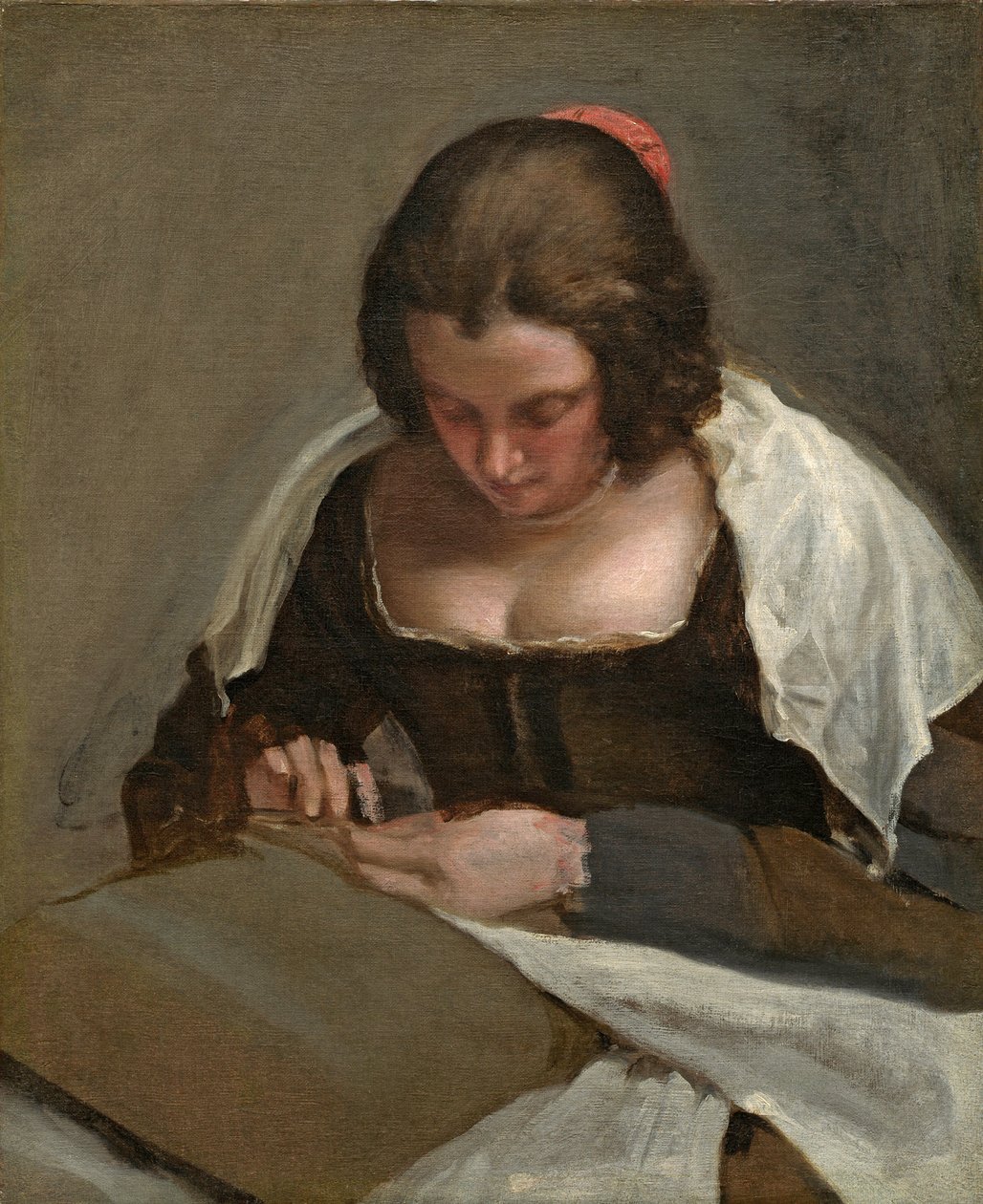 A mulher da agulha, c.1640-50 de Diego Velázquez