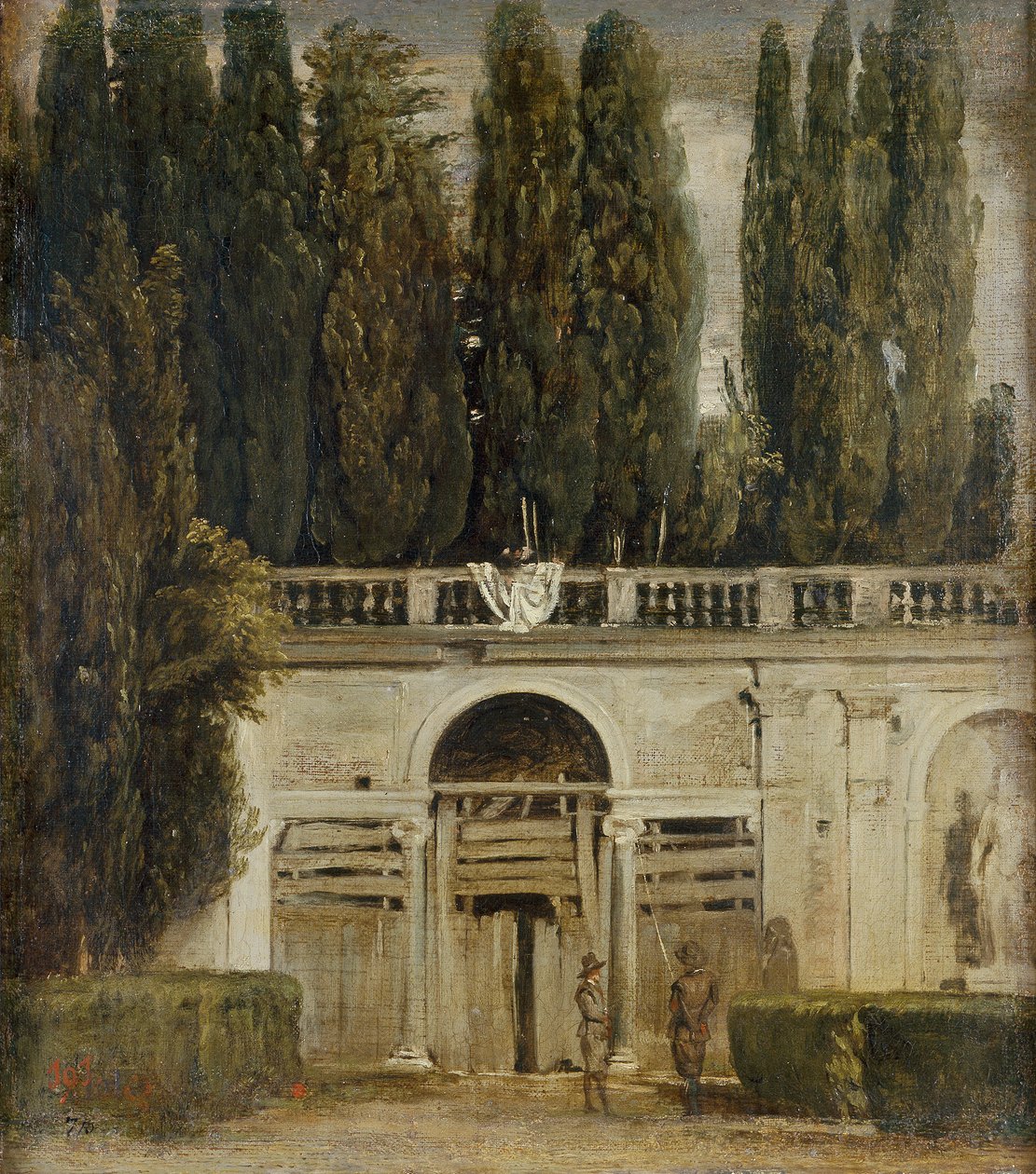 Vista do jardim da Villa Medici em Roma de Diego Velázquez