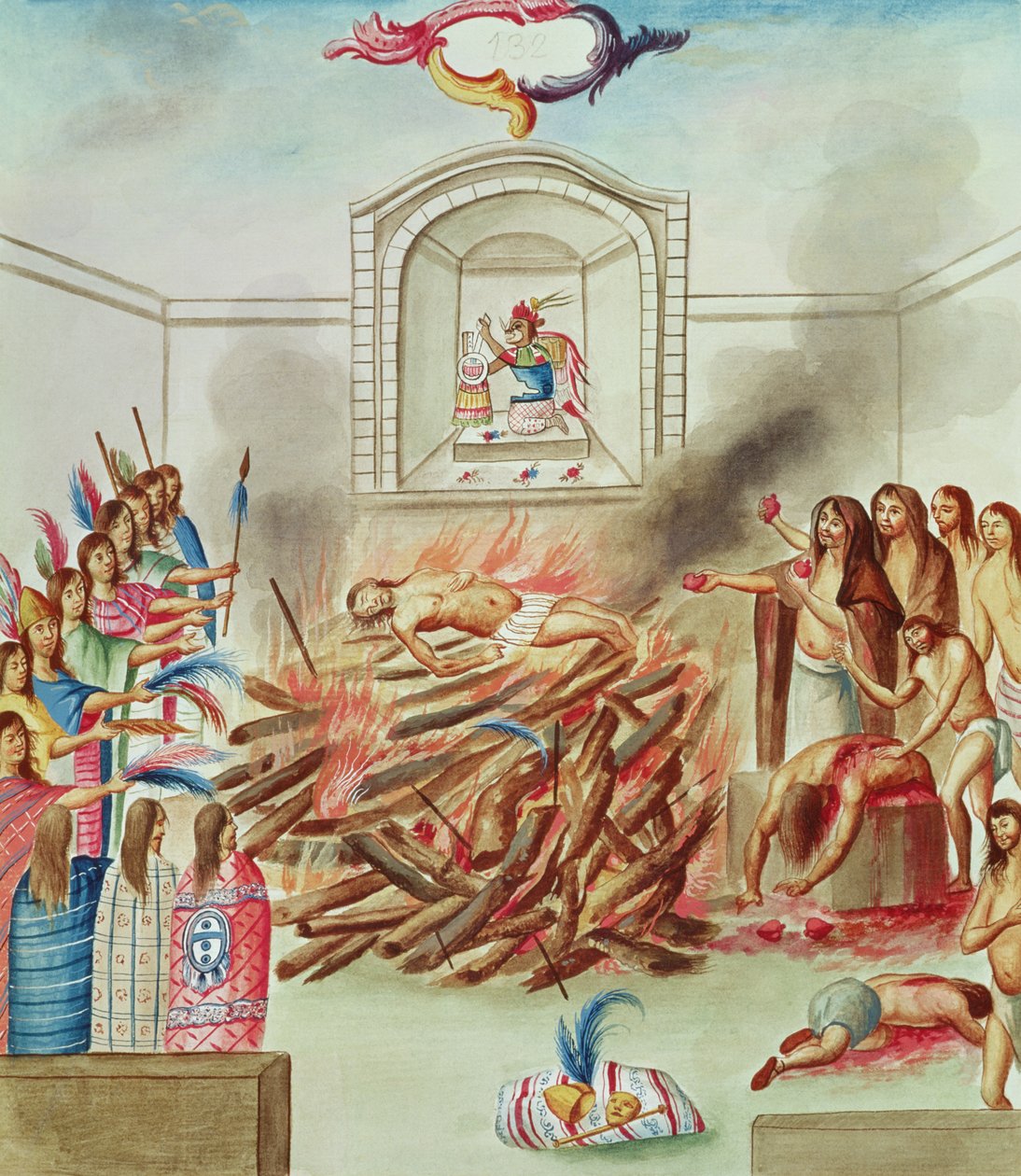 Tome 3 fol.132, um sacrifício humano, do "Teatro de la Nueva Espana", final do século XVIII de Diego Garcia Panes y Avellan