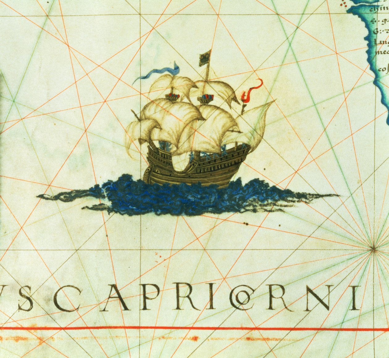 Adicionar 5415A f.11 Galleon em vela cheia, detalhe de "Opus Geographicum". de Diego Homem