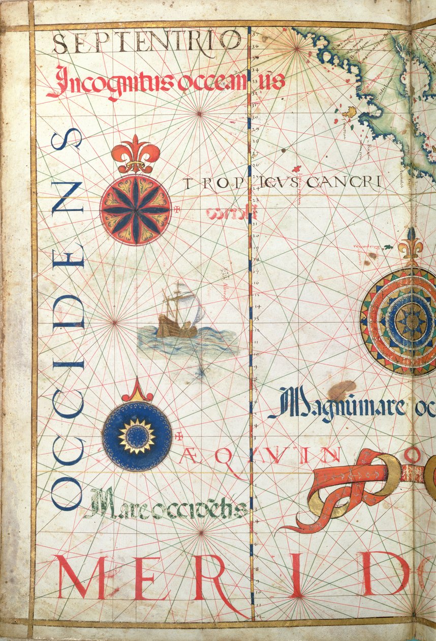 América Central e o Pacífico, detalhe de um atlas mundial, 1565 de Diego Homem