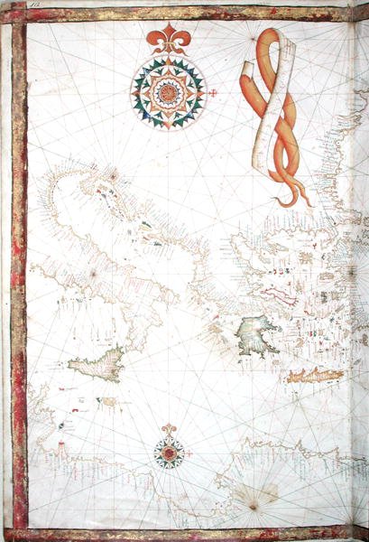 Itália, Grécia e Cíclades, detalhe de um atlas mundial, 1565 de Diego Homem