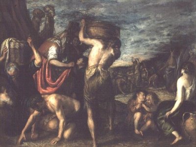 A Queda do Maná (óleo sobre tela) de Diego Polo