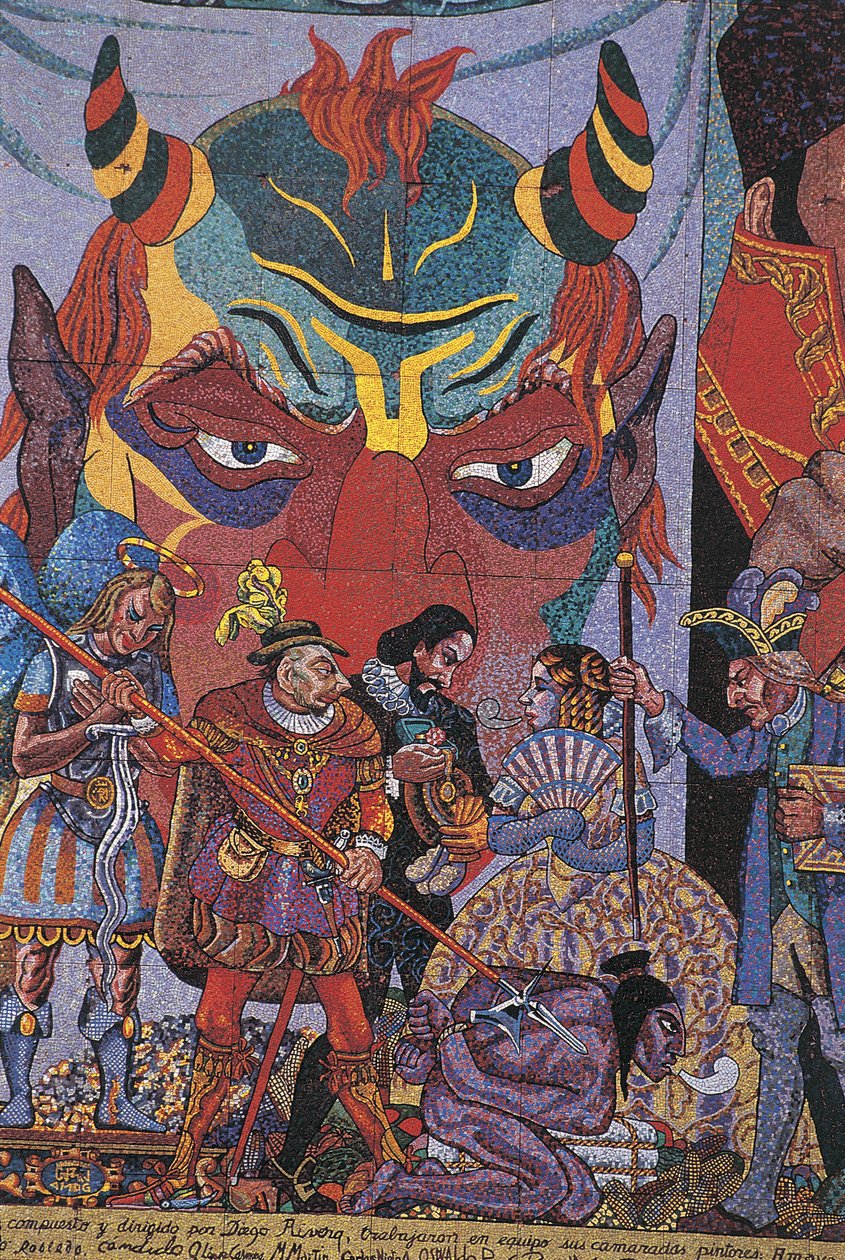 Grande plano de uma pintura, Teatro Insurgentes, Cidade do México, México de Diego Rivera