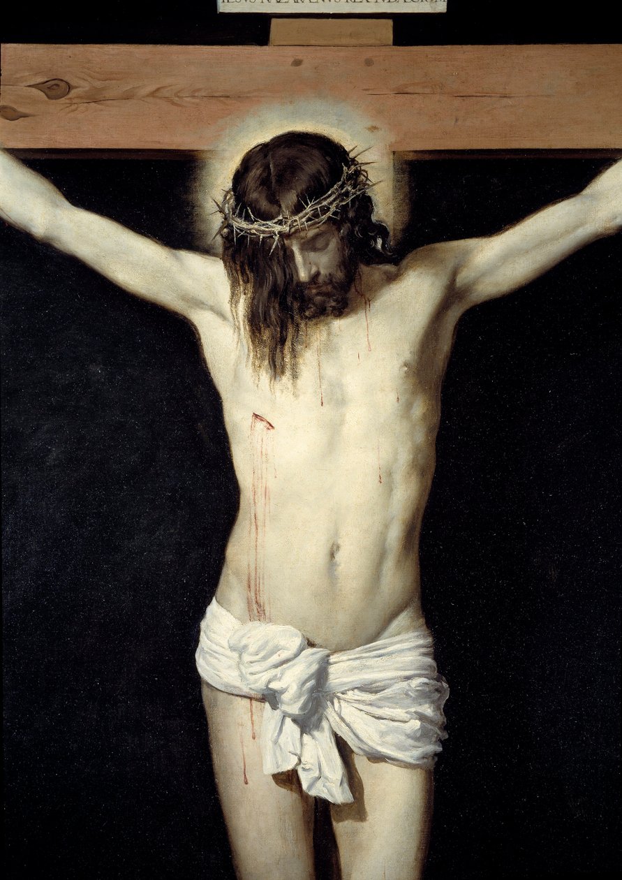 Cristo crucifica o Detalhe. Pintura de Diego Rodriguez de Silva y Velasquez (1599-1660) de Diego Velázquez
