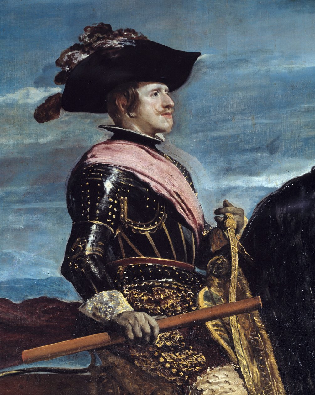 Retrato Equestre do Rei Filipe IV (1605-1665) Detalhe. Pintura de Diego Rodriguez de Silva y Velasquez (1599-1660) de Diego Velázquez
