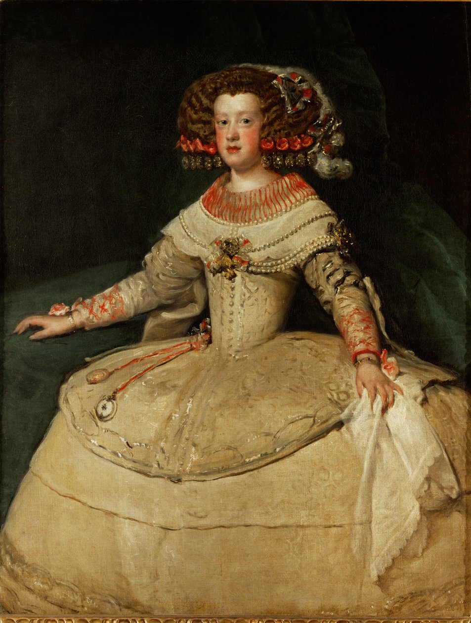 Maria Teresa, infanta, filha do rei Filipe IV de Espanha e de sua mulher Isabel, casou com Luís XIV de França ... (óleo sobre tela) de Diego Rodriguez de Silva y Velazquez