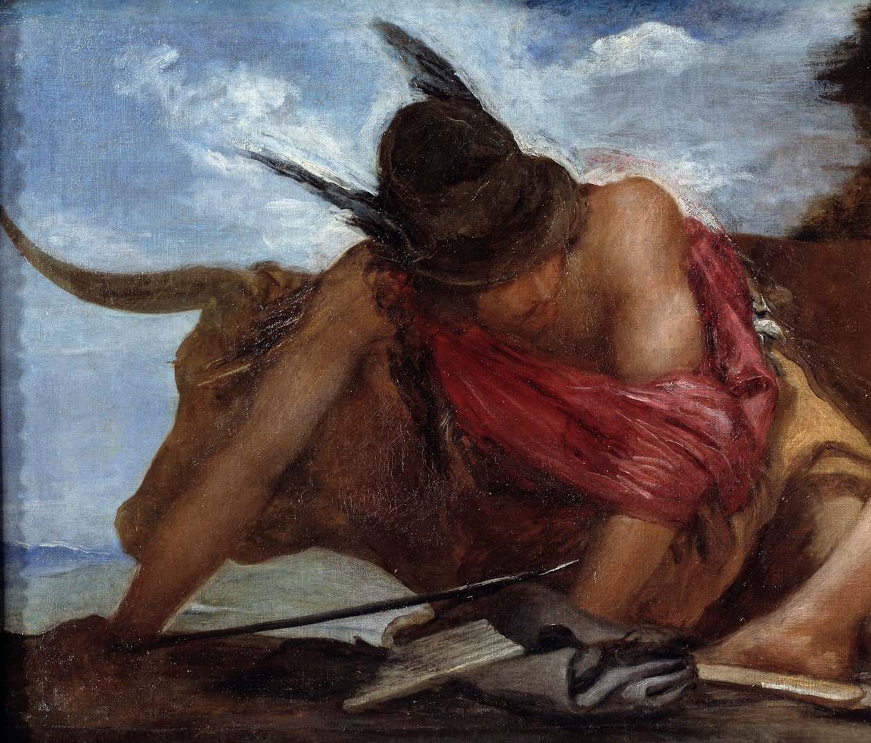 Mercúrio e os Argos de Mercúrio Detalhe de Mercúrio. Pintura de Diego Velasquez (1599-1660) de Diego Velázquez