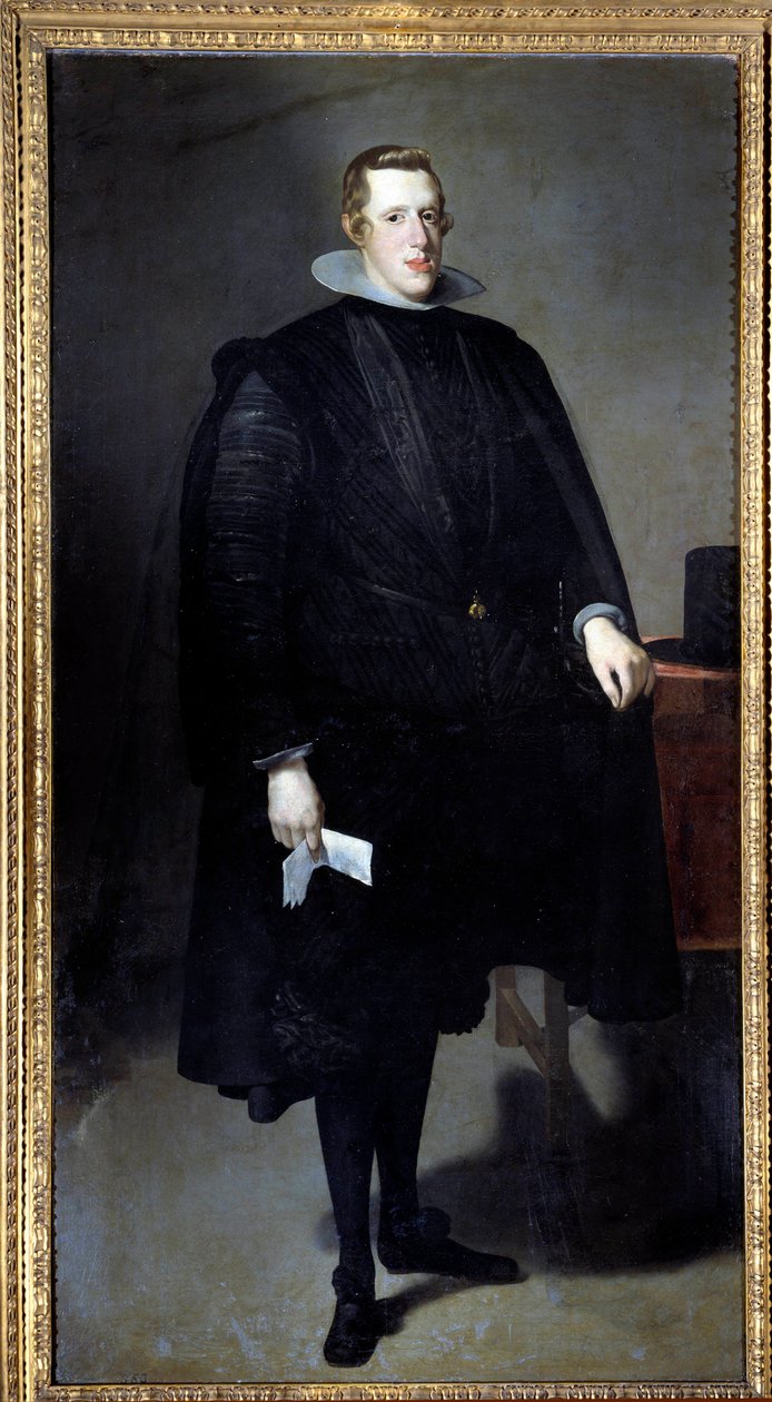 Retrato no pé de Filipe IV (1605 - 1665). Pintura de Diego Rodriguez de Silva y Velasquez (1599-1660) de Diego Velázquez