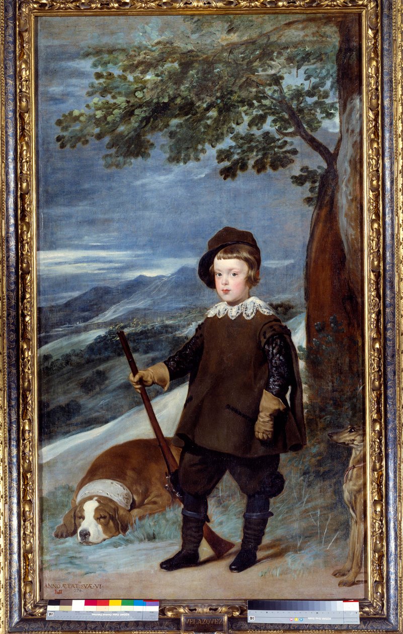 Retrato em traje de caça do Príncipe Baltasar Carlos de Espanha (1629-1646), filho do Rei Filipe IV Pintura de Diego Velasquez (1599-1660) 1635 Sol. 1,91x1,03 m Madrid, Musee du Prado - Retrato do Príncipe Baltasar Carlos de Espanha (1629-1646), Rei Filipe de Diego Velázquez