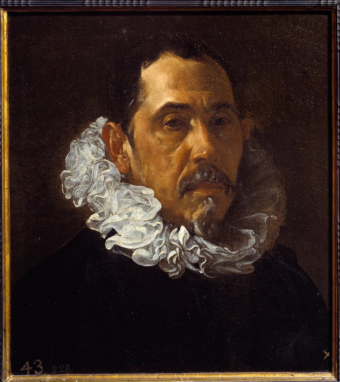 Retrato de Francisco Pacheco, pintor espanhol (1564-1654). Pintura de Diego Rodriguez de Silva y Velasquez (1599-1660), cerca de 1620. Óleo sobre tela. Dim: 0,40 X 0,36m. Madrid. Museu do Prado de Diego Velázquez