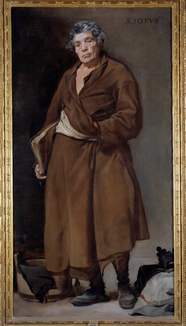 Retrato do escritor grego Esope (Esop ou Esop, século VI a.C.) que inventou a fábula Pintura de Diego Rodriguez de Silva y Velasquez (1599-1660) de Diego Velázquez