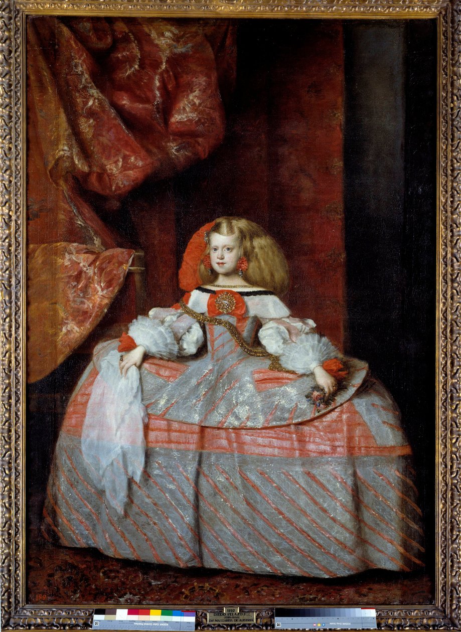 Retrato da infante Margarita da Áustria (1651-1673), filha de Filipe IV Pintura de Diego velasquez (1599-1660), cerca de 1659. Dim. 2,12x1,47m. Madrid, Museu do Prado - Retrato da Infante Dom Margarita de Áustria (1651-1673), filha de Filipe IV. de Diego Velázquez