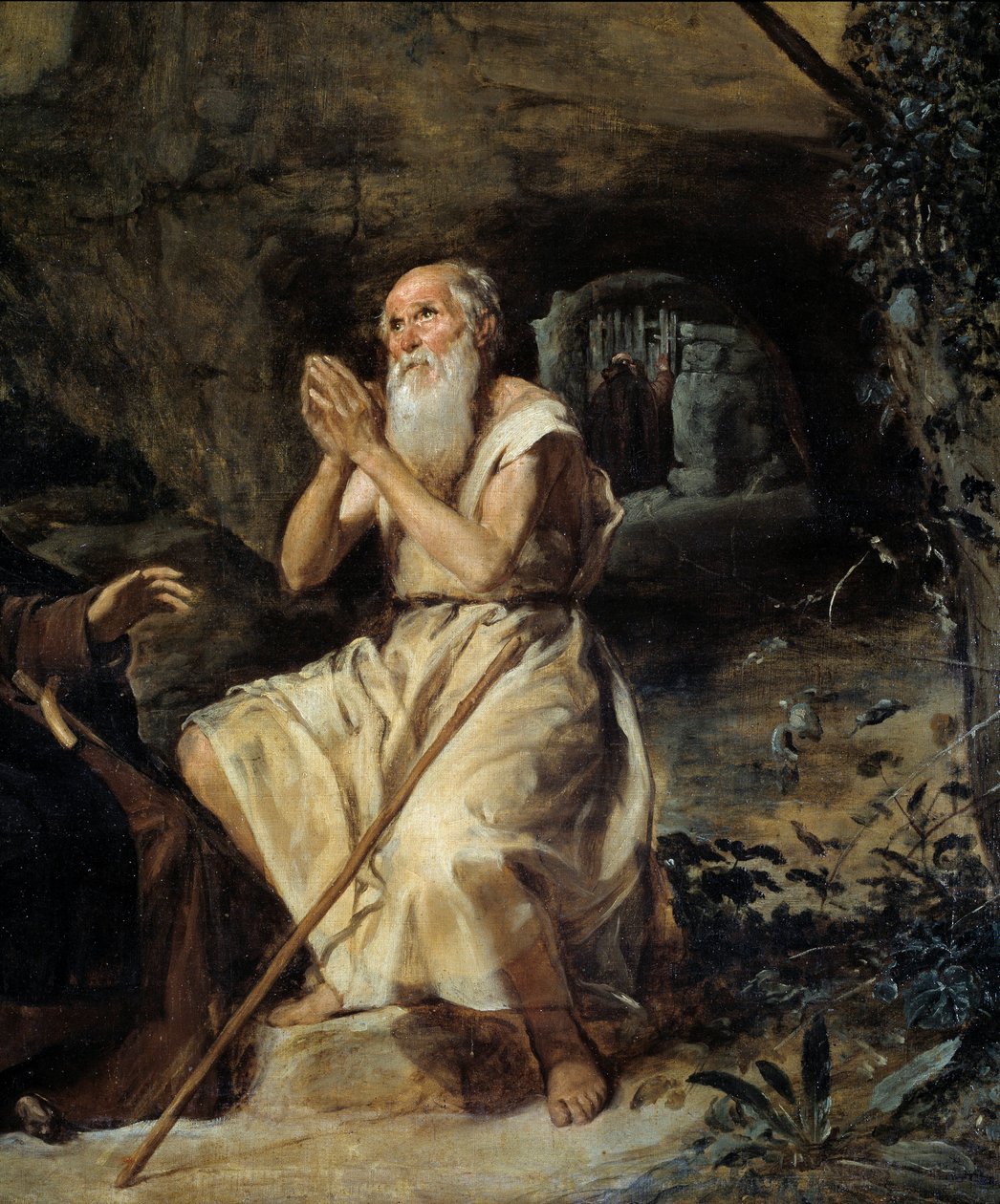 Santo Antônio e São Paulo Eremita Detalhe representando São Paulo de Tebas. Pintura de Diego Rodríguez de Silva y Velasquez (1599-1660), cerca de 1635. Óleo sobre tela. Dim: 2,57 X 1,88m. Madrid, Musee Du Prado de Diego Velázquez